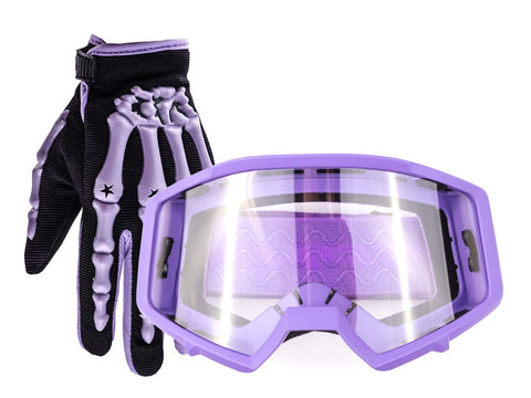 Youth Motocross Purple Gloves and Goggles