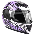 Motorcycle Combo - Youth Full Face Purple Helmet With Gloves