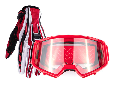 Adult Goggles & Gloves Combo RED