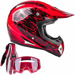 Adult Red Helmet Combo w/ Red Gloves and Goggles