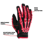 Matte Black Helmet, Red Gloves, Goggles & Pee-Wee Chest Protector