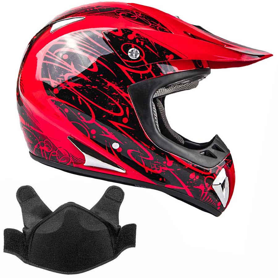 Snocross Snowmobile Adult Red Helmet from Typhoon Helmets