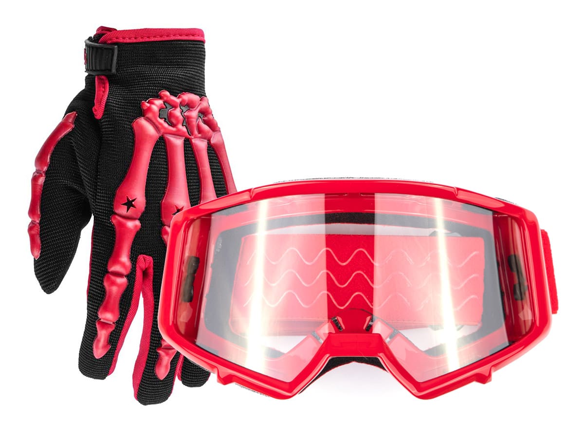 dirt bike goggles Youth Kids Motocross ATV Off Road Red Gloves and Goggles Typhoon XL