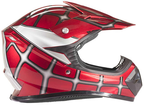 Red Web Graphic Youth Kids Off-road Helmet