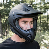 Adult Helmet Combo Matte Black w/ Green Goggles & Gloves
