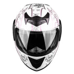 White Pink Butterfly Youth Full Face Motorcycle Helmet