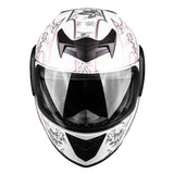 White Pink Butterfly Youth Full Face Motorcycle Helmet