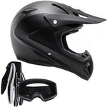 Adult Helmet Combo Matte Black w/ Black Gloves & Black Goggles