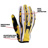 Adult Helmet Combo Matte Black w/ Yellow Gloves & Goggles