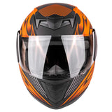 Motorcycle Combo - Youth Full Face Matte Orange Helmet And Gloves