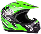 Youth Dirt Bike Helmet Set w/ Green Goggles