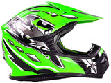 Youth Helmet Combo Green w/ Black Goggles & Gloves