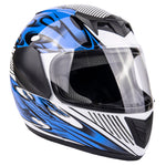 Motorcycle Combo - Youth Full Face Blue Helmet with Blue Gloves