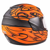 Motorcycle Combo - Youth Full Face Matte Orange Helmet And Gloves