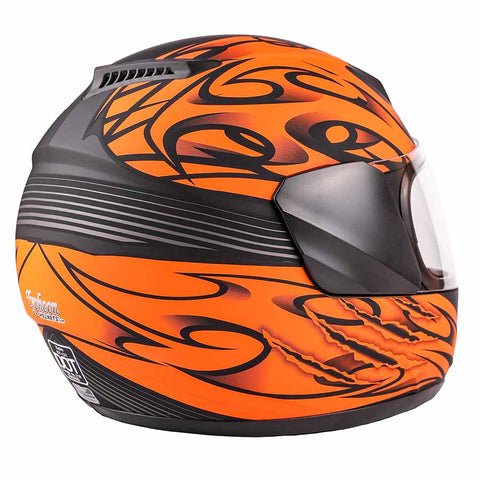 Youth Kids Full Face Orange Typhoon Helmet with Orange Gloves M