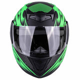 Youth Full Face Matte Green Motorcycle Helmet